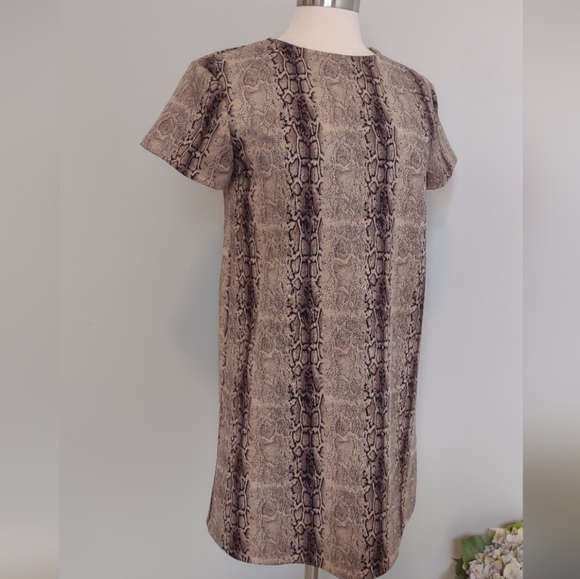 She + Sky Snake Print Mini Shift Dress Short Sleeve Soft Structure Fabric Size S - Picture 9 of 10